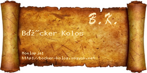 Böcker Kolos névjegykártya